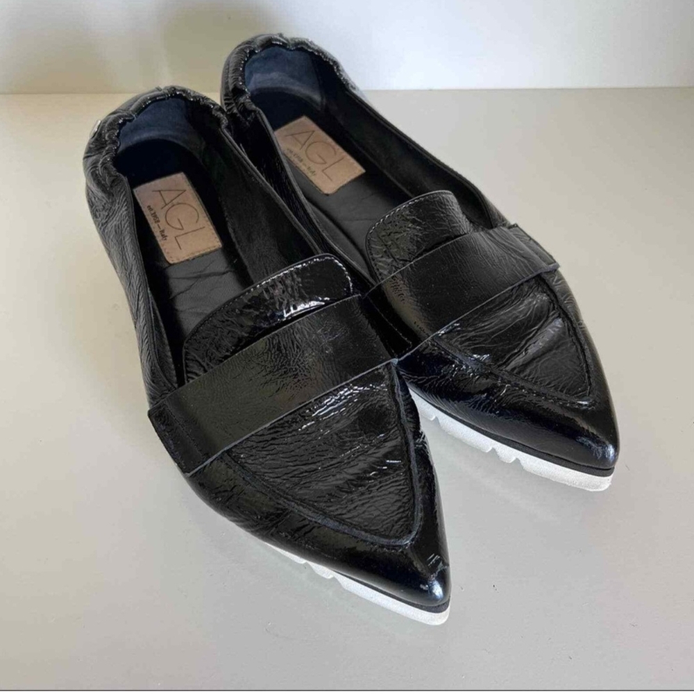 AGL Women's Micro Point Black Loafers Size